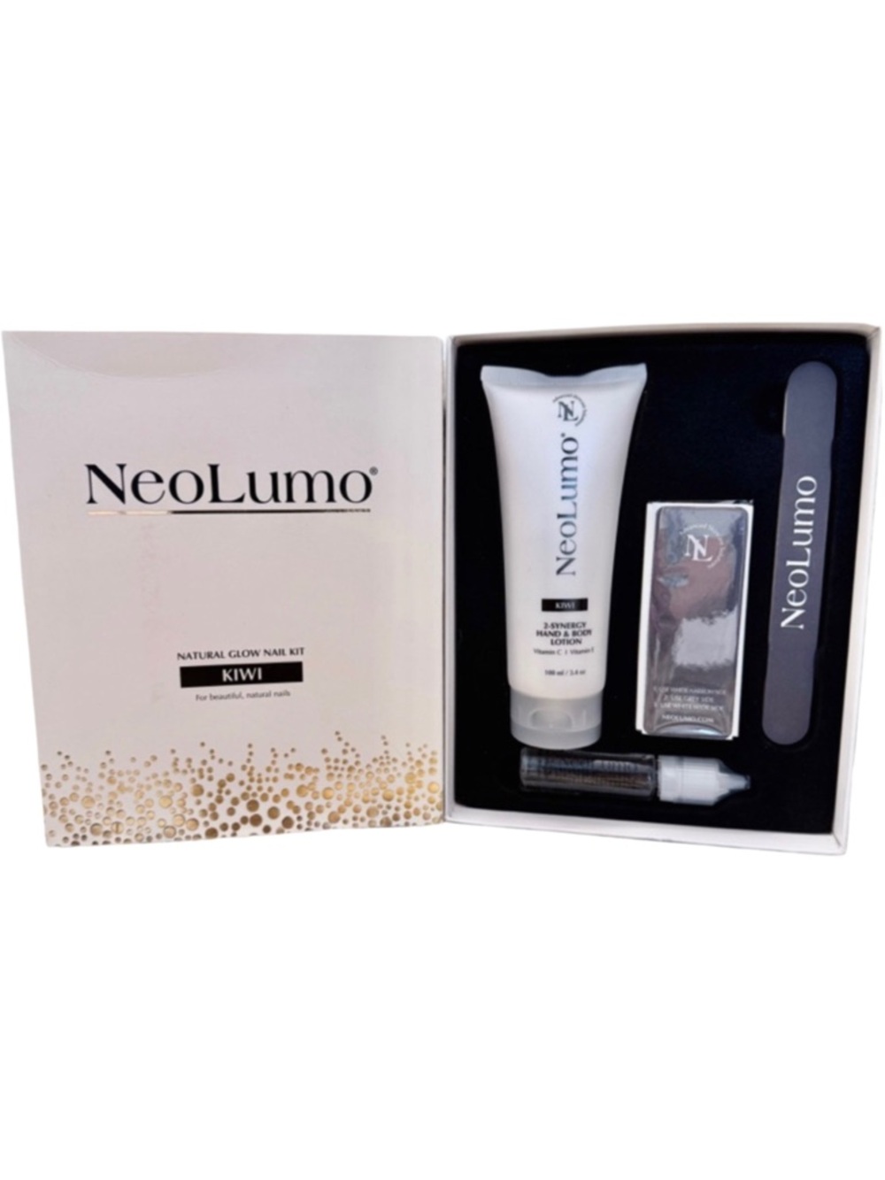 NeoLumo Nail Kiwi Natural Glow Nail Kit Lotion Oil Buffer File Gift Set New